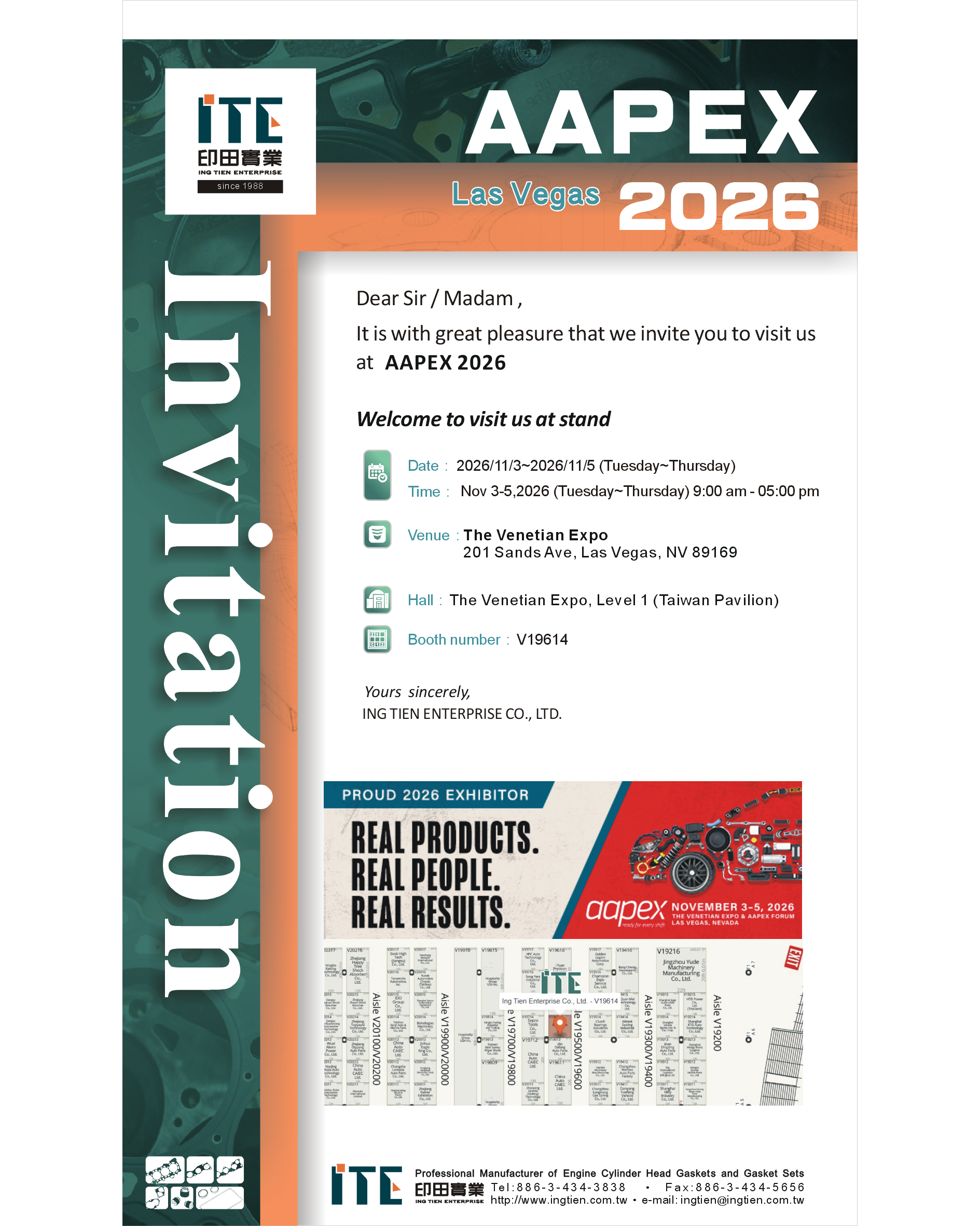Automotive Aftermarket Products Expo(AAPEX 2026) DATE: 2026/11/03~05 BOOTH#V19614